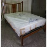 Inlaid Mahogany Double Bed, circa early 20th century, with later pine base and brand new mattress,