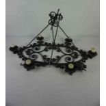 Arts & Crafts Style Wrought Iron Ceiling Hanging, 50cm high, 82cm wide