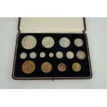 George VI 1937 Specimen Coin Set, Crown through to Farthing, in original tooled red leather case