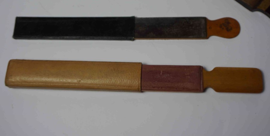 Victorian Knife Sharpening Strop, Having an ivory handle with monogram, in crocodile leather sheath, - Image 3 of 3