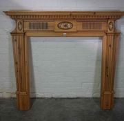 Pine Fire Surround, internal dimensions 93cm x 91cm, overall 124cm high, 141cm wide, 21cm deep