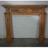 Pine Fire Surround, internal dimensions 93cm x 91cm, overall 124cm high, 141cm wide, 21cm deep