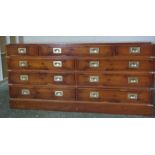 Ships Style Chest of Drawers, Having ten assorted drawers, Decorated with brass handles, 71cm