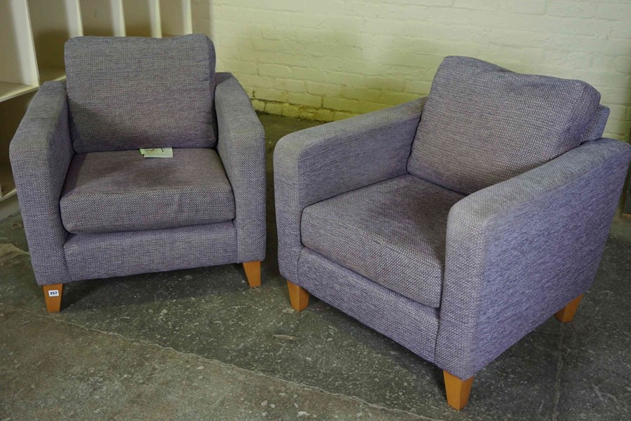 Pair of Schreiber Armchairs, Upholstered in purple fabric, 70cm high, (2) - Image 2 of 7