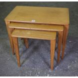 Gordon Russell of Broadway, Nest of Three Retro Teak Tables, stamped to underside, no 188, largest