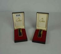 Two Lighters by Colibri of London, Initialled J&B (Justerini & Brooks) 6.5cm high, in original