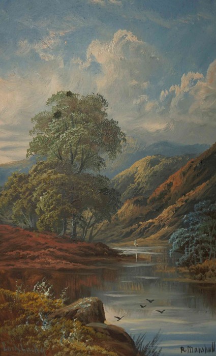 R. Marshall (British) "Loch Lochy" Oil on Canvas, signed lower right, 49cm x 29.5cm, in gilt frame