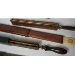 Victorian Knife Sharpening Strop, Having an ivory handle with monogram, in crocodile leather sheath,