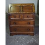Oak Writing Bureau by Siesta, Having a fall front above two small drawers and two long drawers,