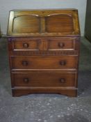 Oak Writing Bureau by Siesta, Having a fall front above two small drawers and two long drawers,