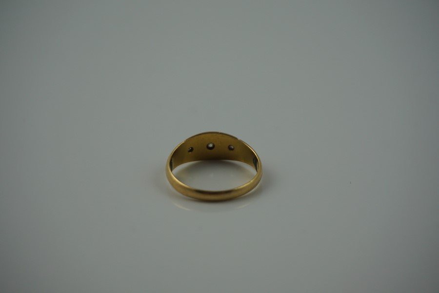 18ct Gold Diamond Ring, Set with three small diamond stones, Hallmarks for Birmingham, year date - Image 7 of 7