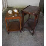 Vintage Oak Trolley, 79cm high, also with a similar table, mantel clock and alarm clock by