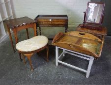 Mixed Lot of Furniture, to include Vintage wooden step ladders, toilet mirror, oocasional tables,