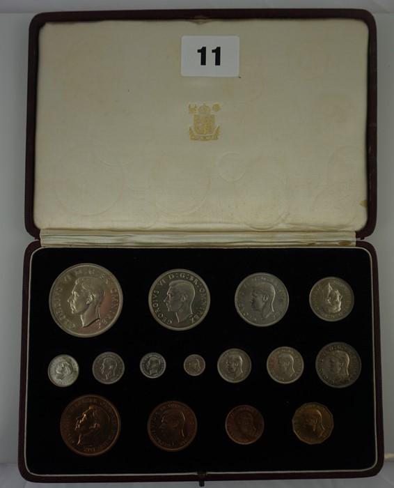 George VI 1937 Specimen Coin Set, Crown through to Farthing, in original tooled red leather case - Image 2 of 6
