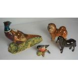 Group of Beswick and Similar Animal Figures, to include a pheasant, ginger cat, bullfinch, and