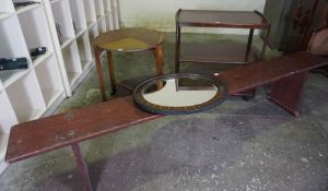 Mixed Lot of Furniture, to include a school style bench, trolley, wall mirror and occasional