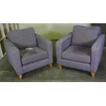 Pair of Schreiber Armchairs, Upholstered in purple fabric, 70cm high, (2)