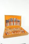 Eight Piece Canteen of Kings Pattern E.P.N.S Cutlery by Webber & Hill, not complete, in fitted box
