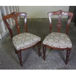 Pair of Victorian Mahogany Dining Chairs, Having a later stuffover seat 87cm high, (2)