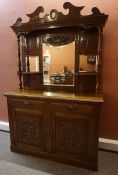 Oak Mirror Back Sideboard, circa early 20th century, Having a mirror back above two small drawers
