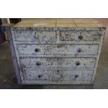 Victorian Painted Pine Tool Chest of Drawers, Lacking top section, having two small drawers above