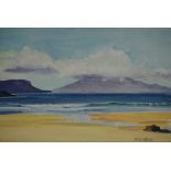 Ann Armstrong (Scottish) "Ruhm from Arisaig" and "Majorcan Plants" Watercolour, signed, 11cm x 17cm,