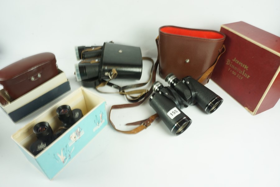 Three Pairs of Binoculars, Comprising of 10 x 50 Deluxe by Janik, pair of Russian 12 x 40, pair of 8