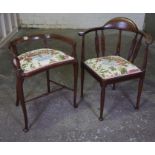 Edwardian Inlaid Mahogany Bow Back Armchair, 76cm high, also with a similar Edwardian armchair, (2)