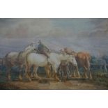 Continental School (circa early 19th century) "Flemish Scene with Horses and Figures" Pair of