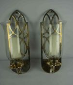 Pair of Arts & Crafts Style White Metal Wall Sconces, 40m high, (2)