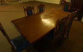 Oak Refectory Table, 77cm high, 191cm long, 98cm wide, also with a set of six oak dining chairs,