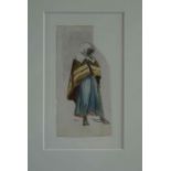 Keeley Halswelle (British 1832-1891) "Woman in Shawl" Watercolour, unsigned, 8.5cm x 4cm, mounted in