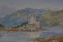 Frank Watson Wood (British 1900-1985) "Eilean Donan Castle" Watercolour, signed Watson Wood to lower