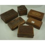 Six Assorted Carved and Hardwood Collectors / Cigar Boxes, to include Burmese examples, (6)