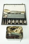 Pair of Silver Plated Berry Spoons, Having Apostle terminals, also with a set of six silver plated
