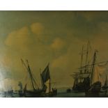 After Van De Velde "Passage of Charles II" "Calm Waters" Oilograph, 26cm x 34.5cm, framed, (2)