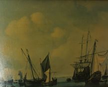 After Van De Velde "Passage of Charles II" "Calm Waters" Oilograph, 26cm x 34.5cm, framed, (2)