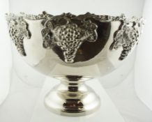 Large Silver Plated Punch Bowl, Decorated with applied fruit, raised on a circular foot, 27cm