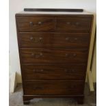 Mahogany Chest of Drawers, Having two small drawers above four long drawers, 115cm high, 77cm