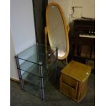 Mixed Lot of Furniture, To include a cheval mirror, modern hallstand etc, (5)