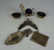 Mixed Lot of Silver, To include a Victorian purse frame, silver clip, cigarette case, pin trays,