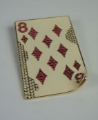 Swarovski Crystal Novelty Brooch, Modelled as an eight of diamonds playing card, 6cm x 4cm