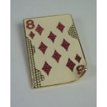 Swarovski Crystal Novelty Brooch, Modelled as an eight of diamonds playing card, 6cm x 4cm