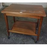 Retro Teak Card Table, Having a swivel top enclosing a felt lined interior, raised on castors,