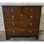 Georgian Mahogany Chest of Drawers, Having two small drawers above three long drawers, with ivory