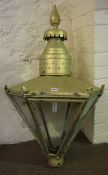 Antique Painted Street Light, Painted in gold colour, of hexagonal form, with glass panels, one