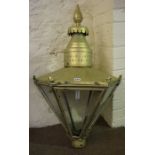 Antique Painted Street Light, Painted in gold colour, of hexagonal form, with glass panels, one