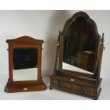 Jacobean Style Oak Toilet Mirror, Having three small drawers, 77cm high, also with a hanging