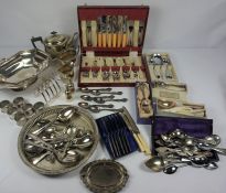 Quantity of Silver Plated Wares, To include seven matching military and naval themed tea spoons by