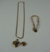 Mixed Lot of 9ct Gold Jewellery, To include a padlock bracelet, chain, locket etc, gross weight 15.3